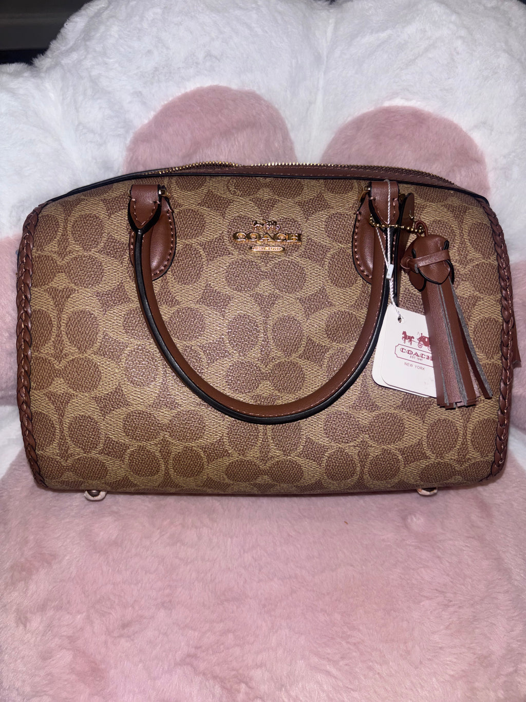 C Tan Speedy Bag with leather Strap
