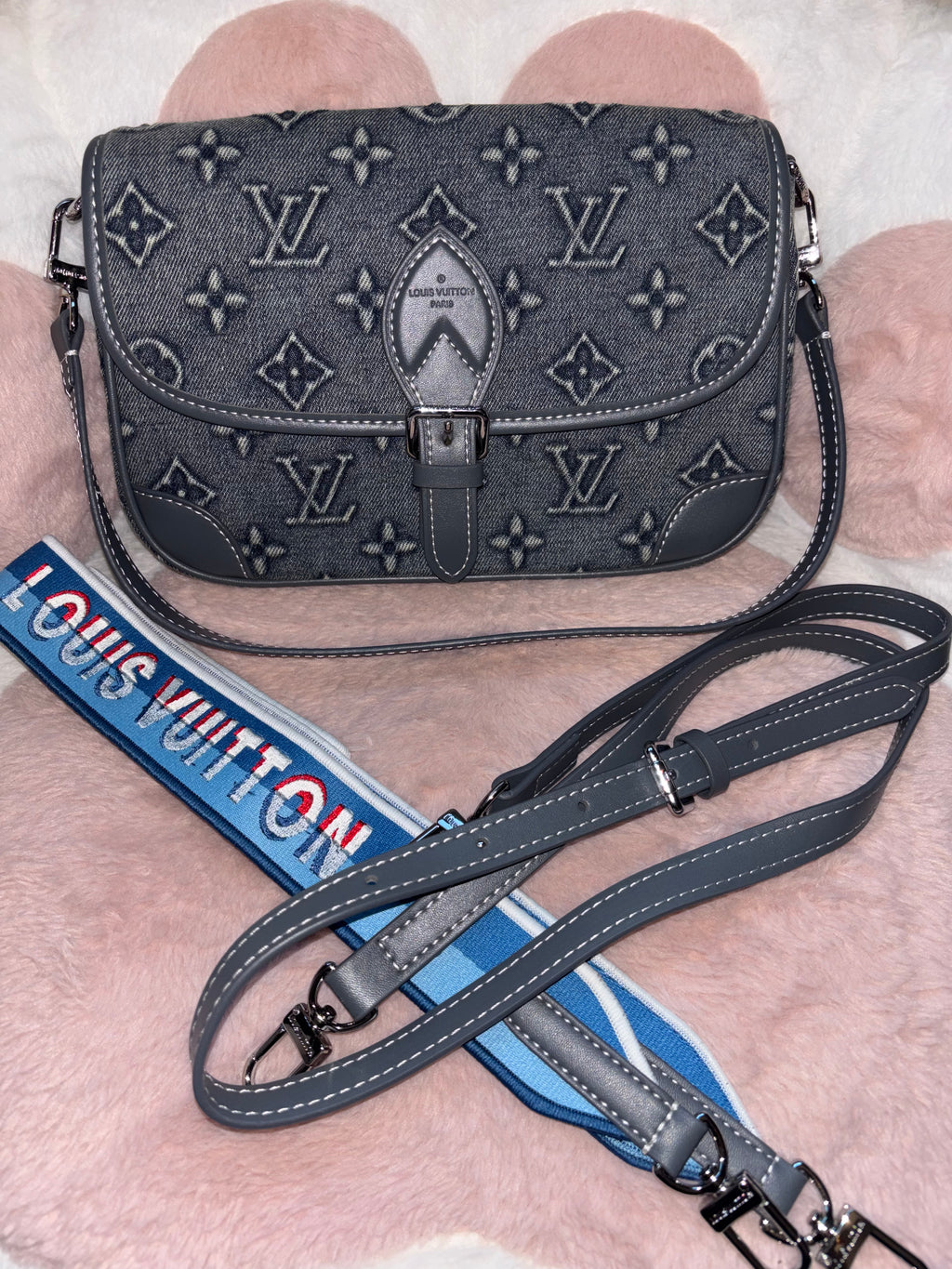 L Denim Purse with Cross body Straps
