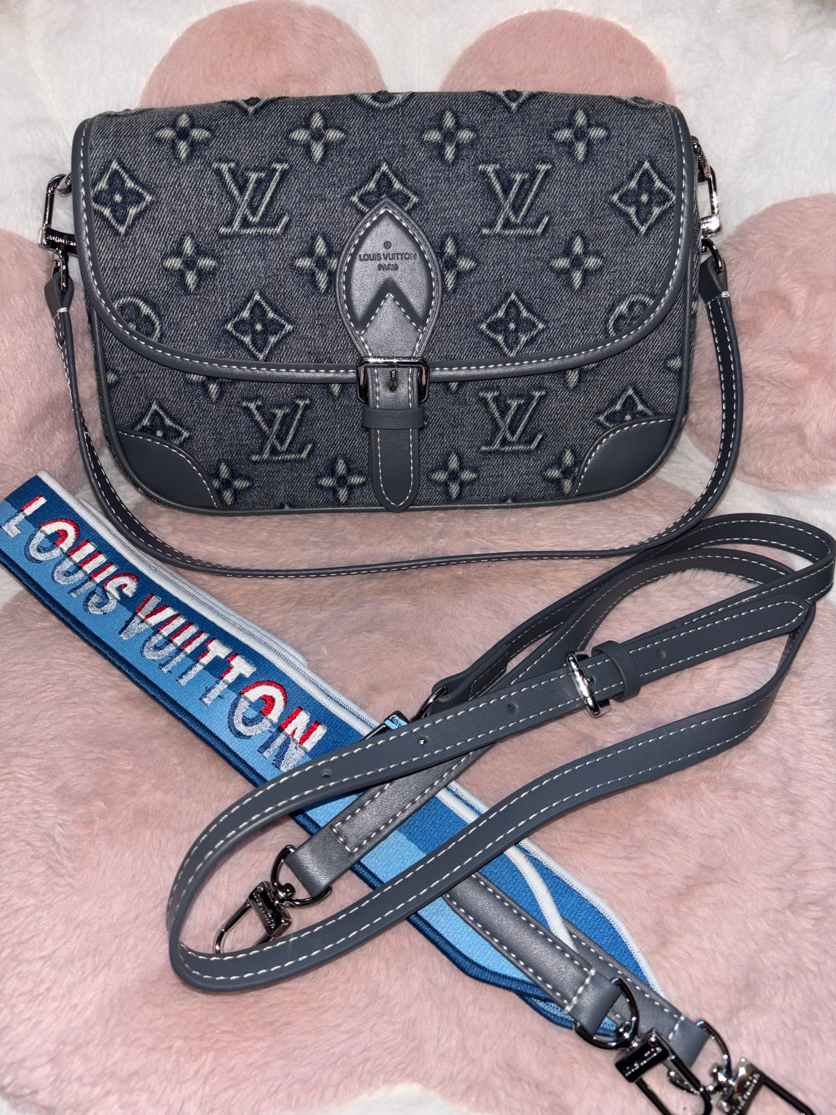 L Denim Purse with Cross body Straps