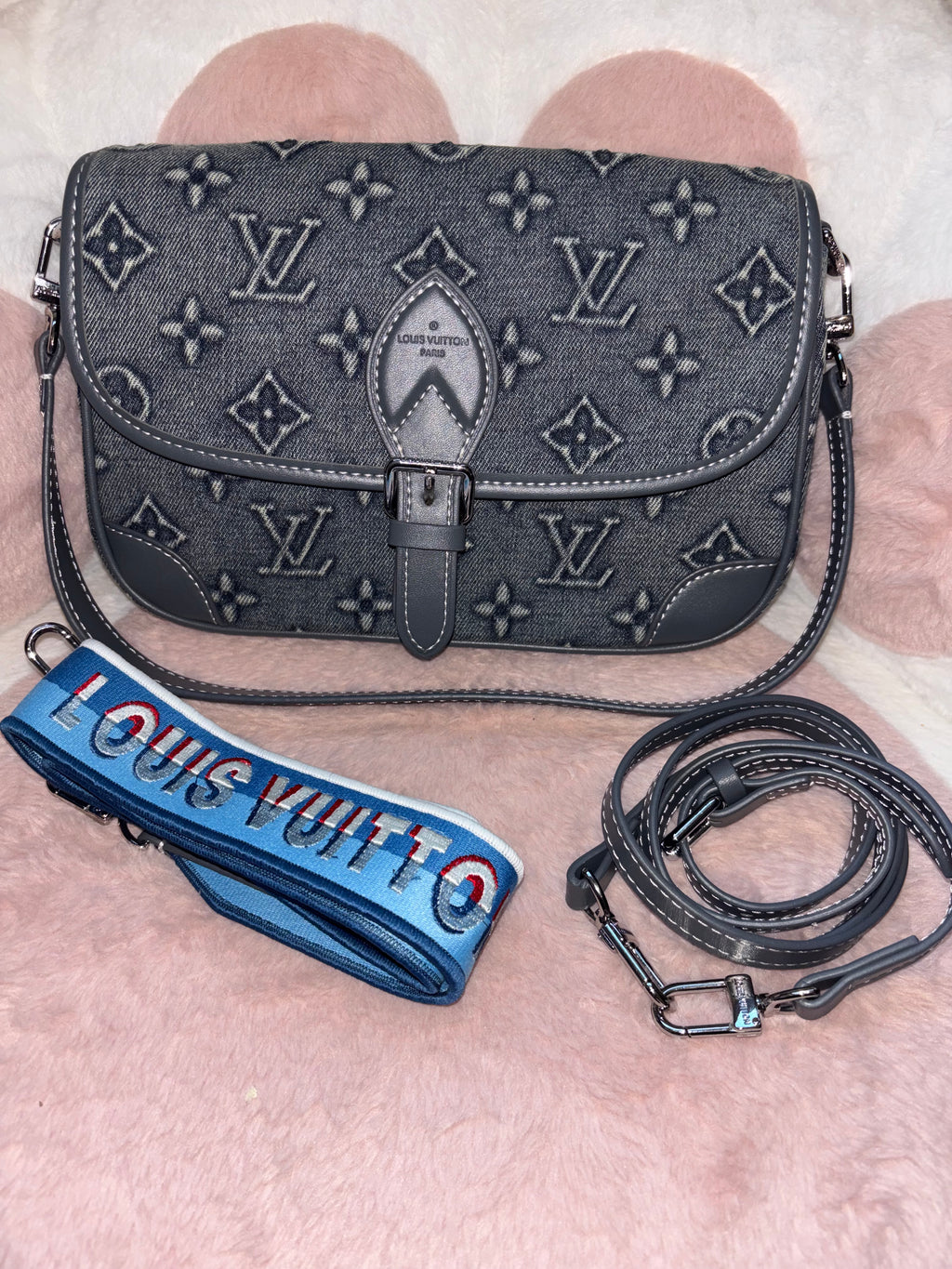L Denim Purse with Cross body Straps