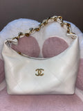 White C Purse with Golden Hardware